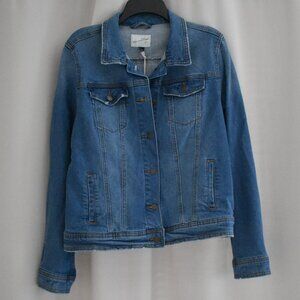 Universal Threads Distressed Denim Jean Jacket - Medium Wash - Women's L - NWT